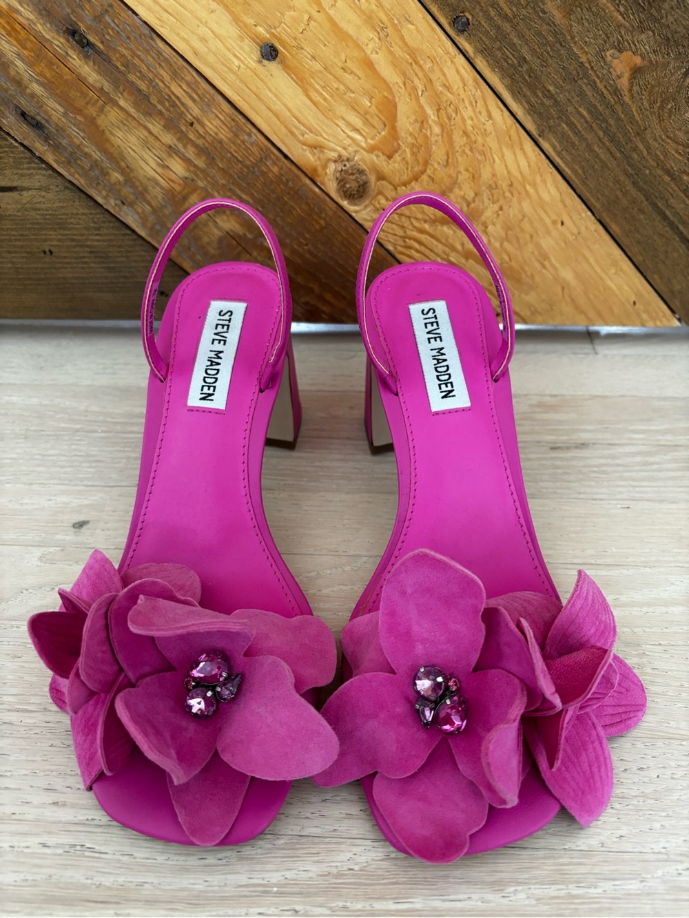 Steve Madden Hot Pink Floral Slingback Heels